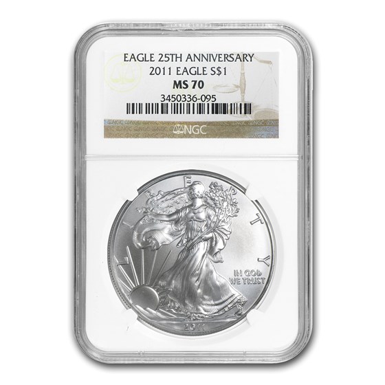 2011 Silver American Eagle MS-70 NGC (25th Anniv) 2011 Silver American Eagle MS-70 NGC (25th Anniv)